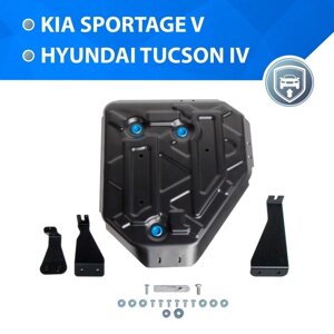 Защита топливного бака Rival, Hyundai Tucson IV (V - 2.0D; 2.0 (150 л. с. 2021-н. в., сталь 1.5 мм, с крепежом, штампованная, 111.2389.1