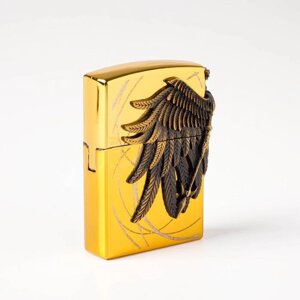Зажигалка газовая "Крылья", кремний, 4 х 5.7 см, золото