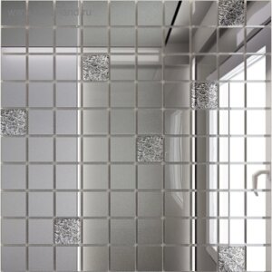 Зеркальная мозаика «Серебро»90%Хрусталь»10%с чипом 25х25 мм