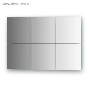 Зеркальная плитка с фацетом 15 мм, комплект 6 шт квадрат 20 х 20 см, серебро Evoform