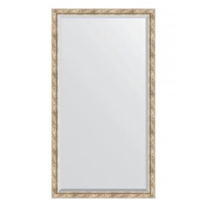 Зеркало напольное с фацетом в багетной раме, прованс с плетением 70 мм, 108x198 см