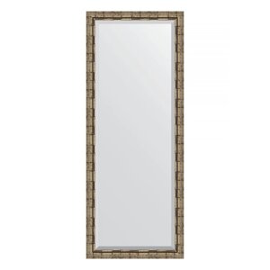 Зеркало напольное с фацетом в багетной раме, серебряный бамбук 73 мм, 78x198 см