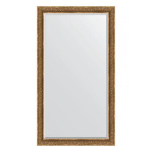 Зеркало напольное с фацетом в багетной раме, вензель бронзовый 101 мм, 114x204 см