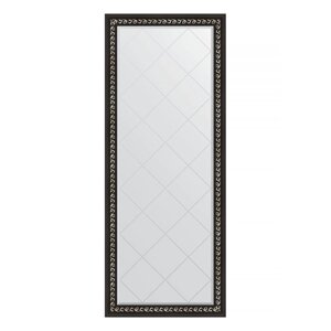 Зеркало напольное с гравировкой в багетной раме, черный ардеко 81 мм, 80x199 см