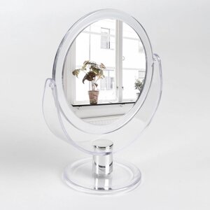 Зеркало настольное «Круг», двустороннее, с увеличением, d зеркальной поверхности 10,5 см, цвет прозрачный