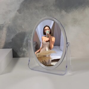 Зеркало настольное «Овал», двустороннее, зеркальная поверхность 12 15 см, цвет прозрачный