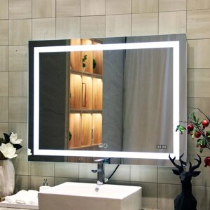 Зеркало с Doratiz LED подсветкой «Адель», 800х600 мм, подогрев, часы, сенсорный выключатель, диммер