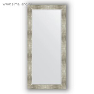 Зеркало с фацетом в багетной раме - алюминий 90 мм, 76 х 166 см, Evoform