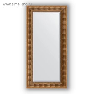 Зеркало с фацетом в багетной раме - бронзовый акведук 93 мм, 57 х 117 см, Evoform
