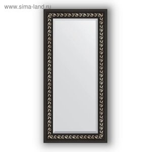 Зеркало с фацетом в багетной раме - чёрный ардеко 81 мм, 55 х 115 см, Evoform