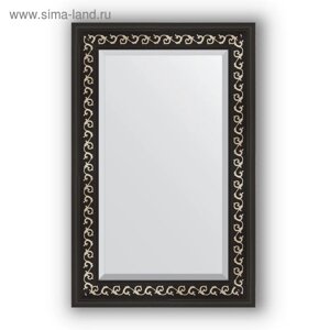 Зеркало с фацетом в багетной раме - чёрный ардеко 81 мм, 55 х 85 см, Evoform