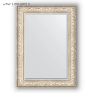Зеркало с фацетом в багетной раме - виньетка серебро 109 мм, 80 х 110 см, Evoform