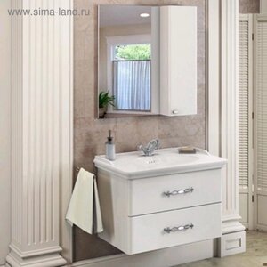 Зеркало шкаф Comforty Неаполь 80 для ванной комнаты, цвет белый глянец