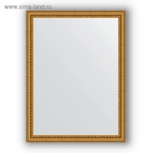 Зеркало в багетной раме - бусы золотые 46 мм, 62 х 82 см, Evoform