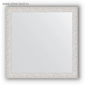 Зеркало в багетной раме - чеканка белая 46 мм, 61 х 61 см, Evoform