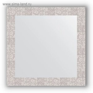 Зеркало в багетной раме - соты алюминий 70 мм, 66 х 66 см, Evoform