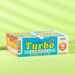 Жевательная резинка Turbo ассорти вкусов с наклейкой, 14 г