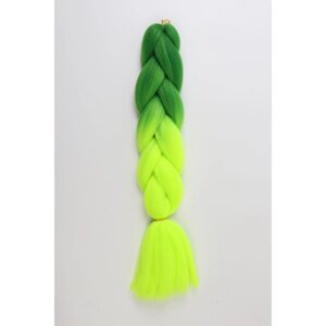 ZUMBA Канекалон двухцветный, гофрированный, 60 см, 100 гр, цвет ярко-зелёный/лимонный (BY40)