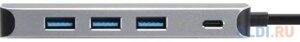 Адаптер концентратор Type-C 4 port USB3.0 HUB+PD, Alum Shell VCOM CU4383