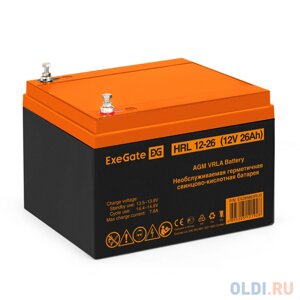 Аккумуляторная батарея ExeGate HRL 12-26 (12V 26Ah, клеммы F3 (болт М5 с гайкой