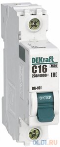 Автоматический выключатель 1Р 16А х-ка C ВА-101 4,5кА, DEKraft11054DEK