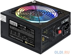 Блок питания 800W ExeGate EVO800-LT (ATX, APFC, SC, 12cm RGB fan, 24pin,4+4) pin, PCI-E, 5xSATA, 3xIDE, FDD, black, кабель 220V с защитой от выдергив