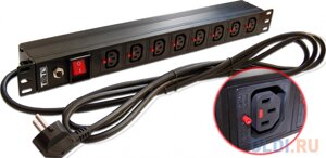 Блок распределения питания Lanmaster TWT-PDU-10A8C3L-3.0 гор. размещ. 8xC13 базовые 10A Schuko 3м