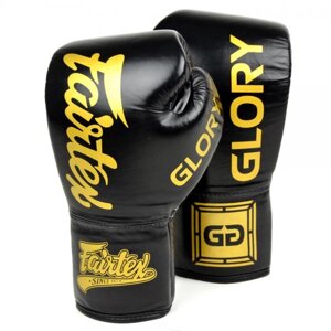 Боксерские перчатки Glory Black, шнуровка, 16 OZ