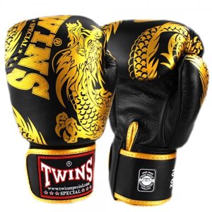 Боксерские перчатки TWINS FBGV-49 New Dragon Black Gold, 16 OZ