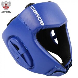 Боксерский шлем BoyBo Titan Blue Кожа, одобренный Федерацией Бокса России
