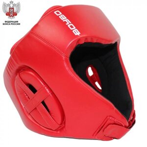Боксерский шлем BoyBo Titan Red Кожа, одобренный Федерацией Бокса России
