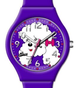 Часы My Family colors Пудель белый фиолетовый