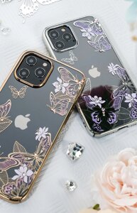 Чехол PQY Butterfly для iPhone 12/12 Pro Розовый/Золотой Kingxbar IP 12/12 Pro Butterfly Series-Pink/Gold