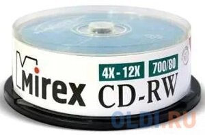 Диск CD-RW mirex 700 mb, 12х, cake box (25)25/300) UL121002A8m
