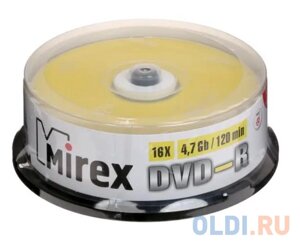 Диск DVD-R Mirex 4.7 Gb, 16x, Cake Box (25)25/300)