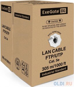 Exegate EX256748RUS Кабель UTP 4 пары кат. 5e Exegate бескислородная медь,24AWG, FLUKE test pass, бухта 305м, серый, PVC