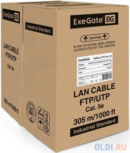 Exegate EX281811RUS кабель exegate FUTP4-C5e-CU-S24-IN-PVC-GY-305 FTP 4 пары кат. 5e медь, 24AWG, экран, бухта 305м, серый, PVC
