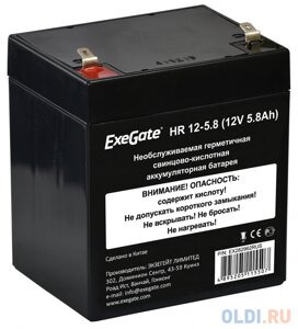 Exegate EX282962RUS Exegate EX282962RUS Аккумуляторная батарея ExeGate HR 12-5.8 (12V 5.8Ah 1223W), клеммы F1