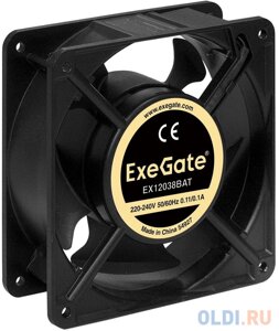 Exegate EX289019RUS Вентилятор 220В ExeGate EX12038BAT (120x120x38 мм, 2-Ball (двойной шарикоподшипник), клеммы, 2700RPM, 43dBA)