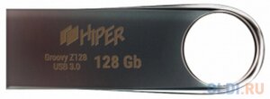Флэш-драйв 128GB USB 3.0, Groovy Z, сплав цинка, цвет титан, Hiper
