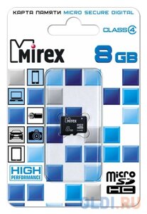 Флеш карта microSD 8GB Mirex microSDHC Class 4