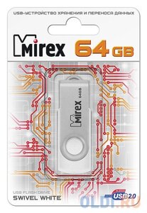 Флешка 64Gb Mirex Swivel USB 2.0 белый 13600-FMUSWT64