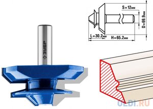 Фреза кромочная для углового сращивания, D= 69,9мм, рабочая длина-30,2мм, хв. 12мм, ЗУБР Профессионал