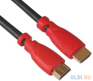 GCR Кабель 2.0m HDMI версия 1.4, черный, красные коннекторы, OD7.3mm, 30/30 AWG, позолоченные контакты, Ethernet 10.2 Гбит/с, 3D, 4K GCR-HM350-2.0m, э