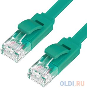 Greenconnect Патч-корд PROF плоский прямой 5.0m, UTP медь кат. 6, зеленый, позолоченные контакты, 30 AWG, GCR-LNC625-5.0m, ethernet high speed 10 Гбит/