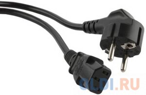 Hyperline PWC-IEC13A-SHM-1.0-BK кабель питания компьютера (Schuko+C13 (угловая (3x0.75), 10A, угловая вилка, 1м, цвет черный