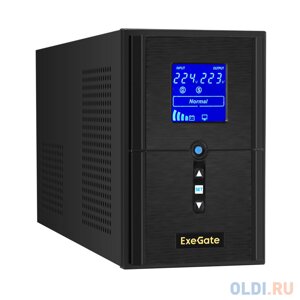 ИБП (инвертор, синус, для котла) ExeGate SineTower SN-1500. LCD. AVR. 2SH. 1C13. USB 1500VA/1200W, чистая синусоида, LCD дисплей, AVR, 2*Schuko+1*C13,