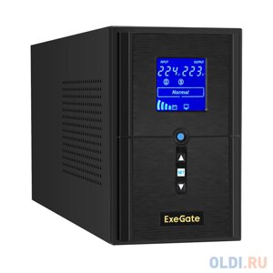 ИБП (инвертор, синус, для котла) ExeGate SineTower SZ-1500. LCD. AVR. 2SH. 1C13. USB 1500VA/1200W, чистая синусоида, LCD дисплей, AVR, 2*Schuko+1*C13,