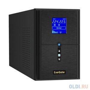 ИБП (инвертор, синус, для котла) ExeGate SineTower SZ-2000. LCD. AVR. 3SH. 1C13. USB 2000VA/1600W, чистая синусоида, LCD дисплей, AVR, 3*Schuko+1*C13,