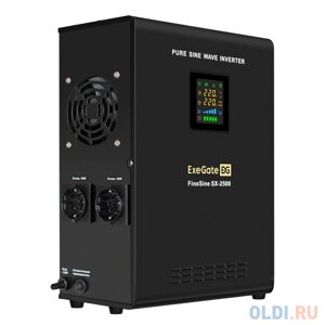 ИБП (инвертор, синус, для котла, настенный) ExeGate FineSine SX-2500. LCD. AVR. 2SH 2500VA/1800W, чистая синусоида, цветной LCD-дисплей, AVR, 2*Schuk